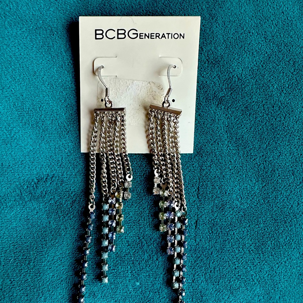 BCBGeneration Silver Tone Crystals Dangle Earrings